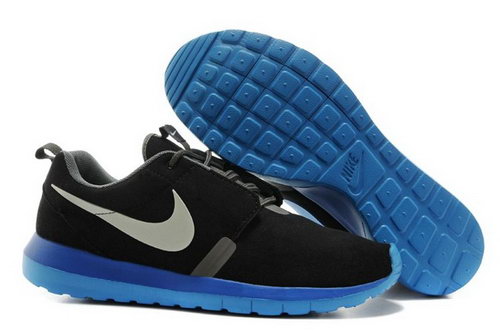 Nike Roshe Run Nm Br Mens Shoes Black Silver Blue Hot On Sale